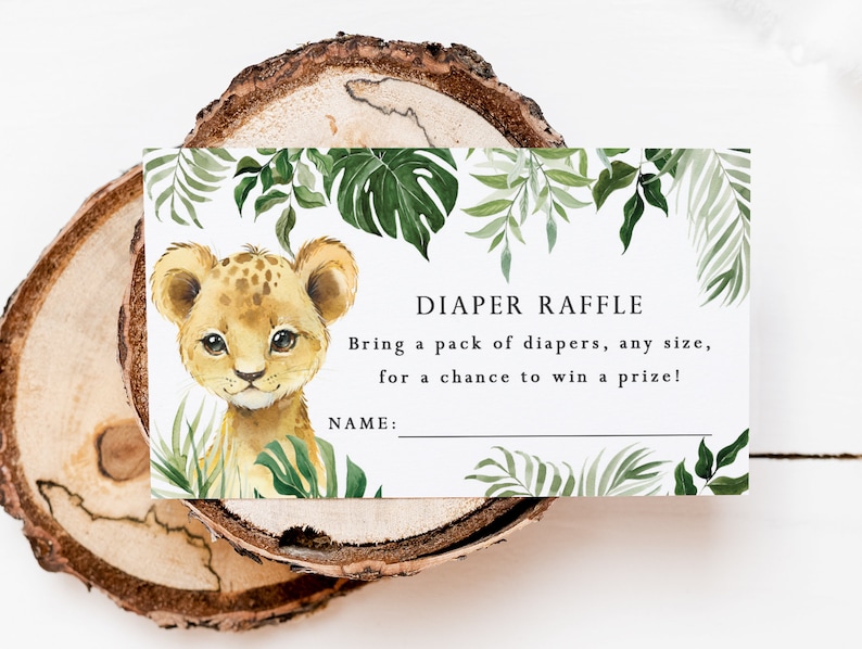 Lion Baby Shower Diaper Raffle Cards Printable Diaper Raffle - Etsy