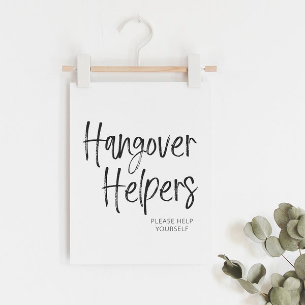 Hangover Helpers Sign - Bachelorette Hangover Kits Sign - Wedding Hangover Bag Favors Sign - Printable Party Hangover Survival Kits Sign
