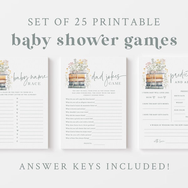 Book Themed Baby Shower Game Bundle - 25 Printable Games & Activities - Storybook Baby Shower Games - A New Chapter Begins - Build a Library