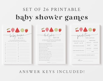 Fruit Themed Baby Shower Game Bundle | Tutti Frutti Cutie Baby Shower | Summer Picnic Baby Shower | Printable Game Package | Fun Baby Games