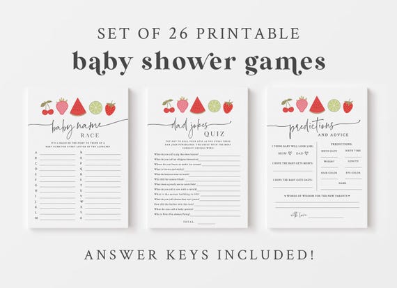 Fruit Themed Baby Shower Game Bundle | Tutti Frutti Cutie Baby Shower | Summer Picnic Baby Shower | Printable Game Package | Fun Baby Games