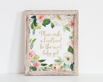 Headband Making Station Sign, Printable, Floral Make a Headband Sign ...