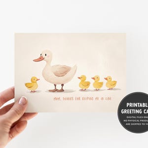 Carte mère oie | carte pour la fête des mères | Carte de voeux imprimable | Merci de me tenir au courant | carte de remerciement pour maman | Maman et bébé oie