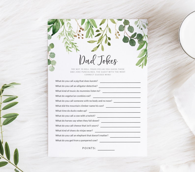 Dad Jokes Baby Shower Trivia Printable Gender Neutral Baby Etsy