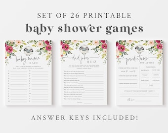 Little Lamb Baby Shower Game Bundle - Pink Floral Farm Baby Shower Games - Package of 26 Printable Games & Activities - Sheep Baby Shower