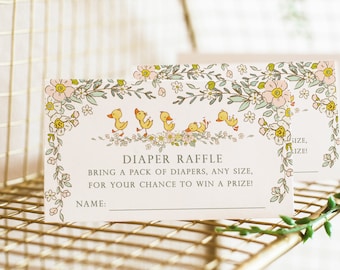Duckling Baby Shower - Printable Diaper Raffle Cards - Spring Duck Baby Shower Diaper Raffle Tickets - Rub a Dub Dub - Ducky Baby Shower