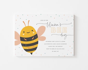 Bee-Day Birthday Party Printable Invitation - Bee Themed Birthday Party Invite - Bee Party Invitation - Girls Birthday Party Bee Invitation