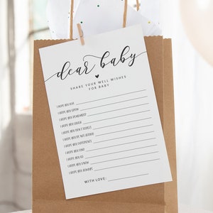 Liebes Baby zum Ausdrucken - Wünsche für Baby-Aktivität - Moderne minimalistische Babyparty - Schwarz und weiß Gender Neutral Liebes-Baby-Karte - Baby-Wünsche