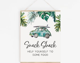 Surf Baby Shower Decor - Food Table Sign - Snack Shack Sign - Vintage Beach Baby Shower - Baby Shower Decorations for Boy - Surfing Party