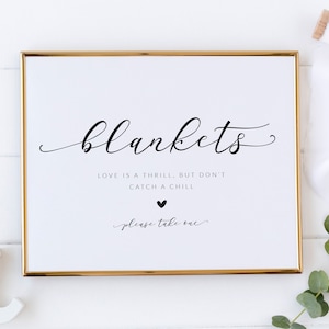 Wedding Blankets Sign - Outdoor Wedding Ceremony Signage - Wedding Guest Blankets Printable Sign - Black and White Wedding Signage