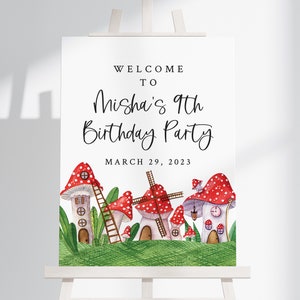 Enchanted Forest Birthday Party Welcome Sign - Printable Birthday Welcome - Fairy Garden Birthday Party - Mushroom Themed Birthday Party