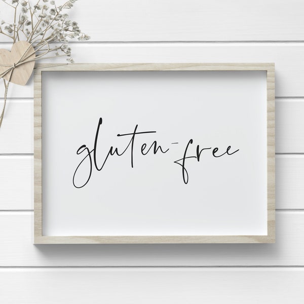 Gluten Free Sign - Wedding Buffet Food Restrictions Signage - Food Allergy Labels for Party Food - Dietary Restrictions Food Table Signs