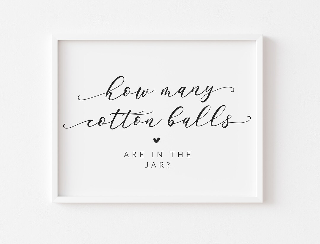 How Many Cotton Balls Are in the Jar Cotton Ball Guessing Game Sign