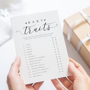 Baby Traits Quiz Game - Rustic Greenery Baby Shower Printable Game - Gender Neutral Baby Shower Activity - What Did the Mommy Say Game