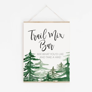 Cartello Trail Mix Bar - Crea la tua segnaletica per la stazione Trail Mix - Bomboniere Trail Mix - Decorazioni per feste nel bosco - Decorazioni per matrimoni invernali