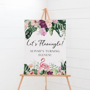 Flamingo Birthday Party Welcome Sign Printable - Tropical Flamingle ...