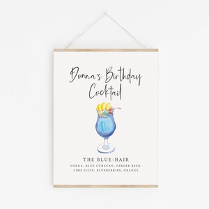 Lustiges Schild zum 60. Geburtstag - Benutzerdefiniertes Getränkeschild - Partydekoration zum 70. Geburtstag - Aquarell Cocktail-Schild - Geburtstagsparty für Erwachsene
