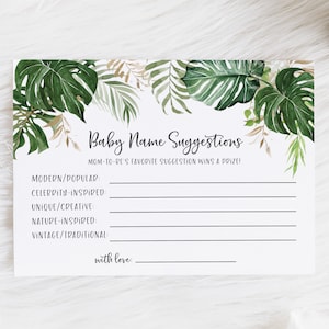 Namensvorschläge Babyparty Aktivität - Nenne das Baby Spiel - Tropische Baby Namensvorschlagskarte - Strandparty-Babyparty - Printable Spiele