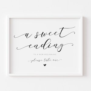 A Sweet Ending to a New Beginning - Wedding Favors Sign - Honey Favors Sign - Candy Favors Sign - Retirement Party Sign - Graduation Party