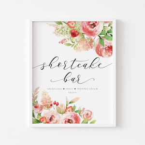Shortcake Bar Sign - Strawberry Bridal Brunch Printable Sign - Shortcake Station Sign - Bridal Shower Food Station Sign - Berry Theme Decor