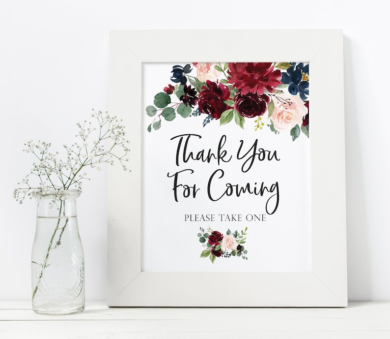 thank you for coming wedding card