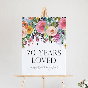 70 Jahre geliebt zum Ausdrucken - 70 Geburtstag Schild - 70 Geburtstag Dekorationen - 70 Geburtstag Party - Mama 70 Geburtstag Schild