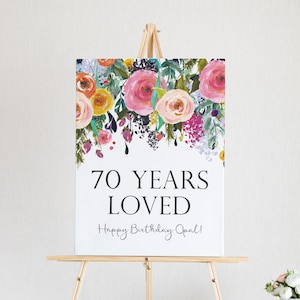 70 Years Loved Printable - 70th Birthday Sign - 70 Birthday Decorations - Custom Birthday Sign - 70 Birthday Party - Mom 70th Birthday Sign