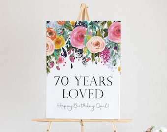 70 Years Loved Printable - 70th Birthday Sign - 70 Birthday Decorations - Custom Birthday Sign - 70 Birthday Party - Mom 70th Birthday Sign