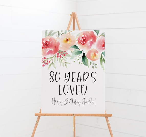 80th Birthday Party Decorations 80 Years Loved Mom Etsy