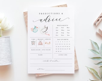 Baby Prediction Game - Baby Boy Predictions and Advice Cards - Printable Baby Shower Prediction Cards - Boy Baby Shower Advice Cards