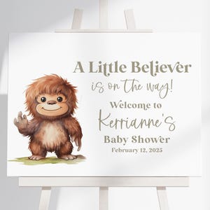 Letrero de bienvenida para baby shower con temática de Bigfoot - Baby shower con temática de Sasquatch - Póster de bienvenida imprimible - Future Believer - Baby shower con temática de Cryptid