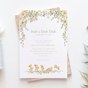 Spring Duckling Baby Shower Invitation - Spring Babies Shower Invite - Nursery Rhyme Baby Shower - Duck Baby Shower Invitation Printable