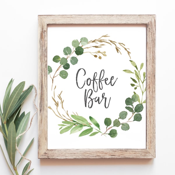 Coffee Bar Sign - Baby Brunch Decor - Greenery Shower Sign - Printable Baby Shower Sign - Brunch For Baby - Coffee Station Sign - Botanical