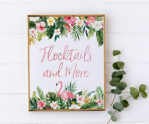 Flamingo Party Decorations - Flocktails Sign - Flamingo Bachelorette - Tropical Party Signage - Bachelorette Bar Sign - Beach Party Decor