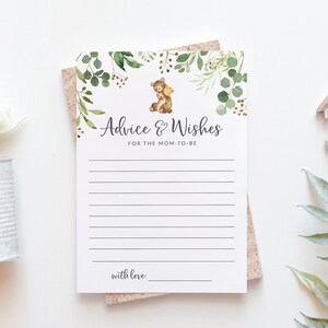 Hinweise und Wünsche für die werdende Mutter Karte - Ratschlagskarten für Babyparty unter dem Thema Bär - Mit Ratschlag und Wünschen für die werdende Mutter