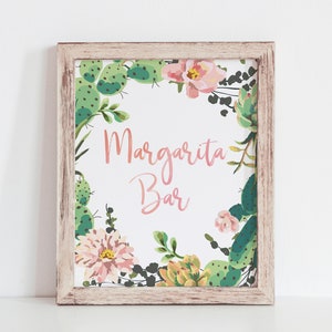 Margarita Bar Printable Sign - Cactus Party Decor - Succulent Party Decor - Margarita Sign - Tacos and Margaritas Party - Fiesta Party Decor