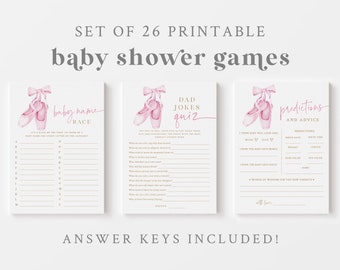 Ballerina Baby Shower Game Bundle - 26 Printable Games & Activities - Ballet Baby Shower Games - Dancer Themed Baby Shower Game Package
