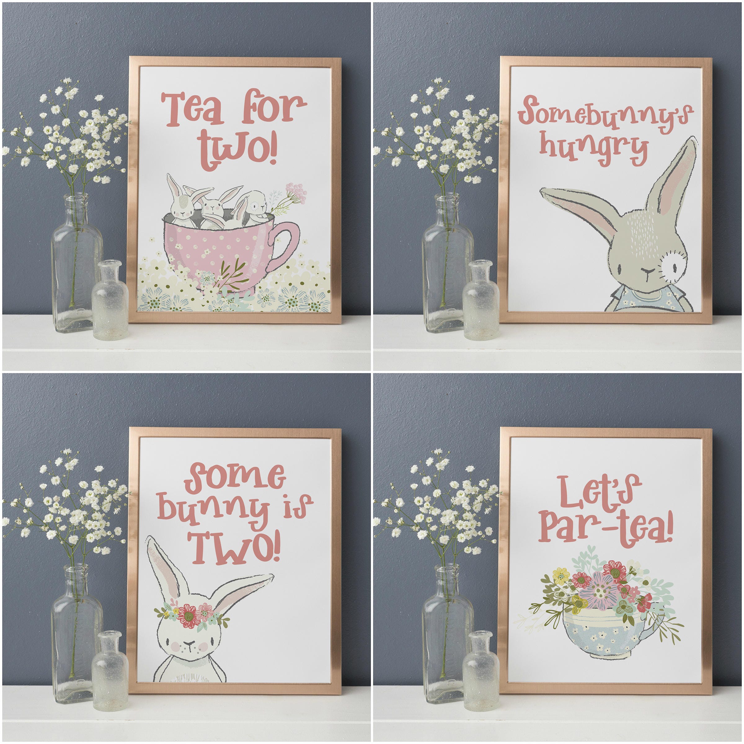 Tea For Two Birthday Signs Tea Party Birthday Bunny Etsy