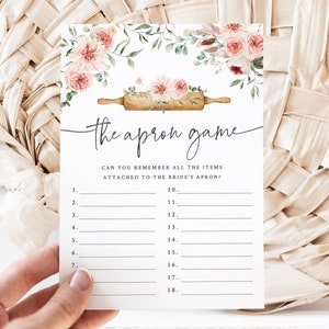 Jeu de tablier de mariage - tablier imprimable carte de jeu de mémoire - jeux de cuisine pour la douche nuptiale - tout ce que vous pétrissez, c'est l'amour - jeux sur le thème de pâtisserie