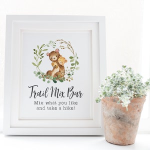 Trail Mix Bar Sign - Woodland Bear Baby Shower Decor - We Can Bearly Wait - Trail Mix Favors Sign - Boy Baby Shower Decorations - Bear Decor