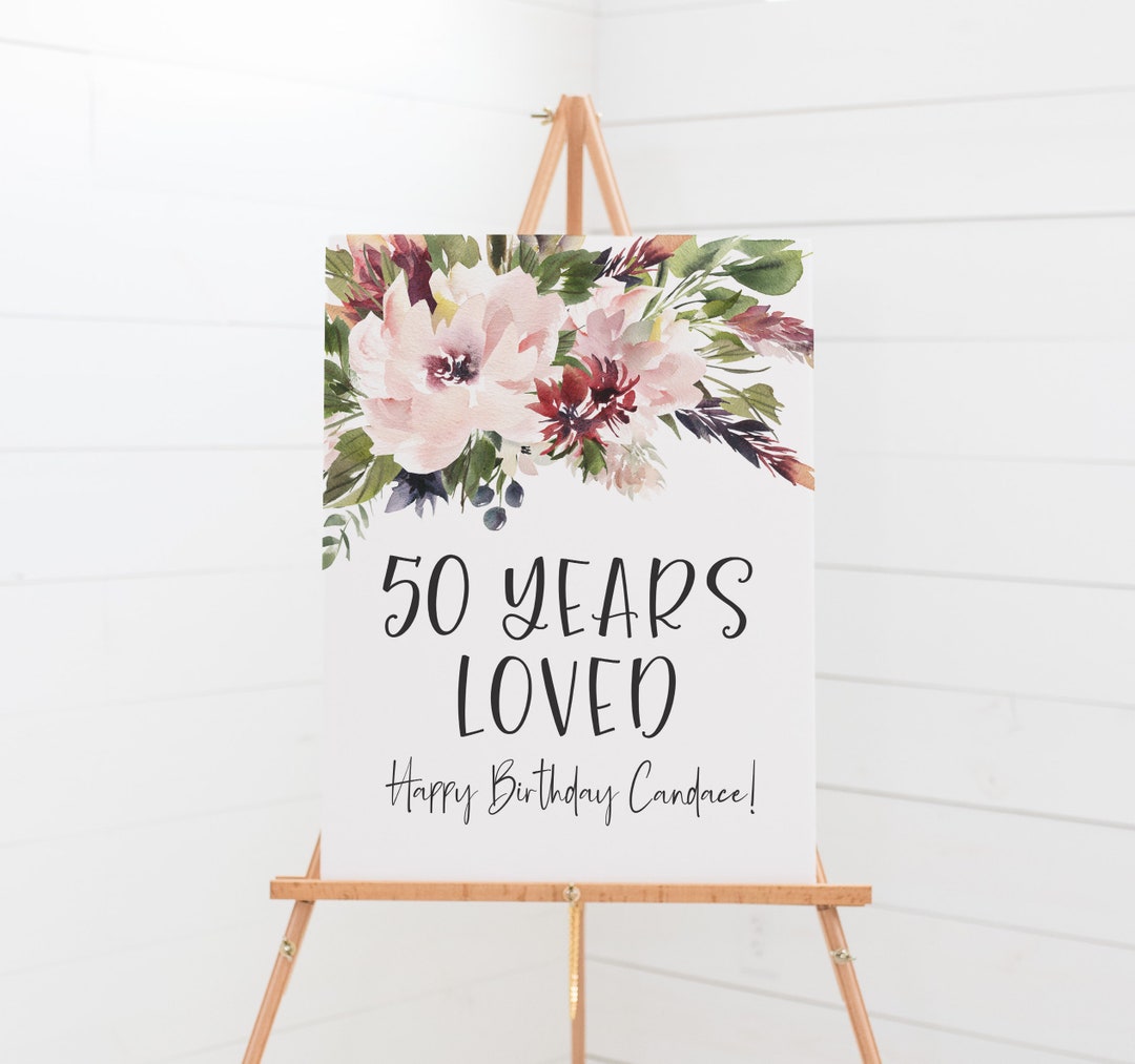 50th Birthday Poster Printable - 50 Years Loved - Adult Milestone ...