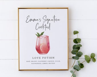 Bachelorette Signature Cocktail Sign - Watercolor Cocktail Printable Sign - Bridal Shower Signature Drink Sign - Custom Cocktail Sign