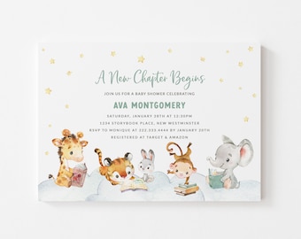 Book Themed Baby Shower Invitation - Printable Storybook Baby Shower Invite - Storybook Animals Baby Shower Invitation - Books for Baby
