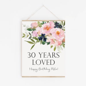 30 Years Loved Sign - 30th Birthday Decorations - Custom Birthday Printable Sign - 30 Birthday Party Decor - Milestone Birthday Decorations image 4
