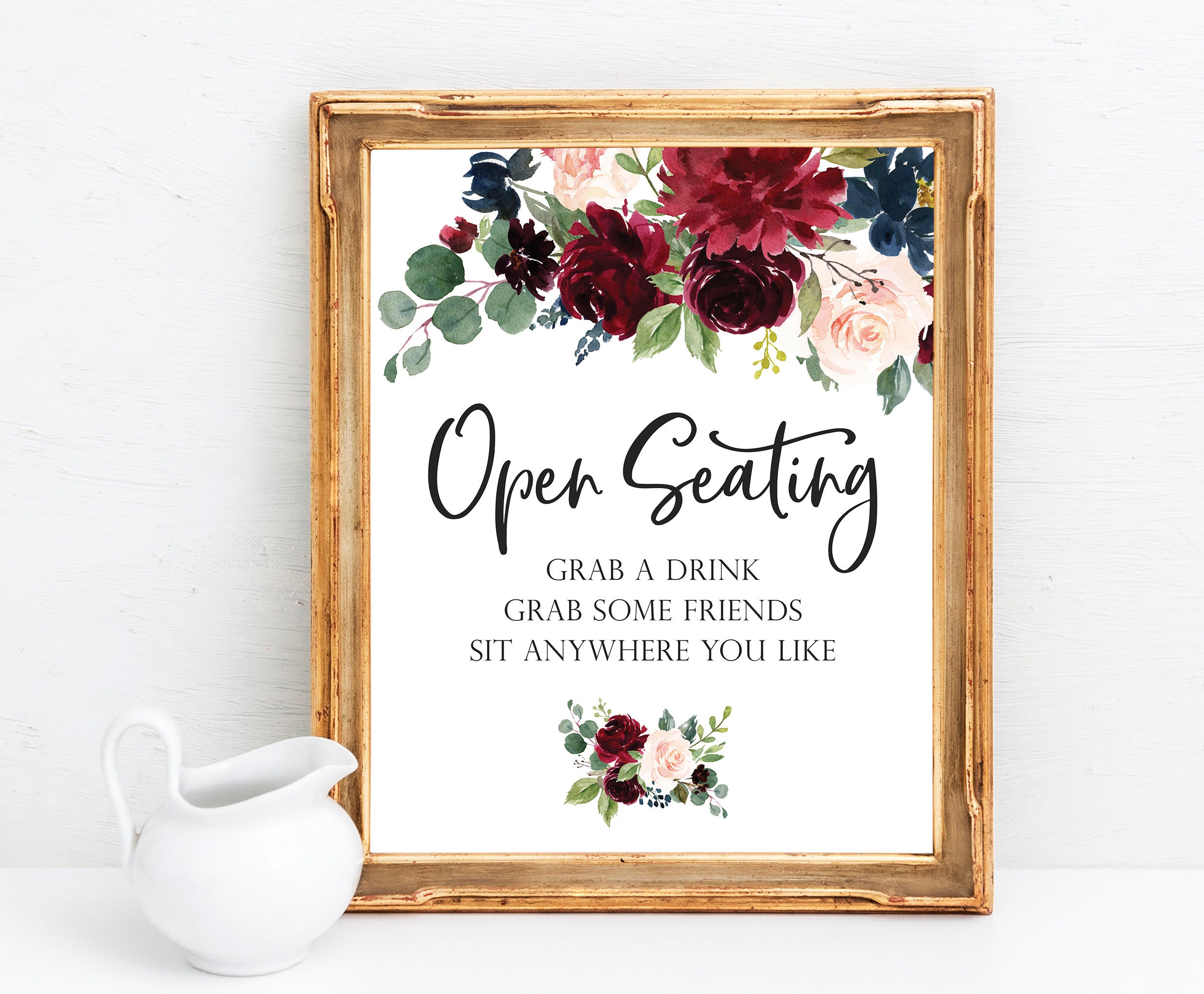 Open Seating Wedding Sign // Ceremony Seating Entrance Display