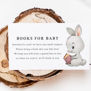 Lapin livres pour bébé faire-part carte - cartes de demande de livre imprimables - animaux de la forêt - livre thème baby shower