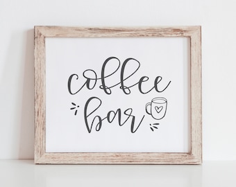 コーヒー バー サイン - コーヒー ステーション 印刷可能 - ドリンク ステーション サイン - 白黒パーティー サイン - コーヒー サイン - コーヒーとティー パーティー 印刷可能