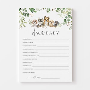 Baby shower a tema cucciolo - Dear Baby Card - Scheda stampabile 5x7 - Auguri per il bambino - Il branco sta crescendo Baby shower a tema cane - Time Capsule