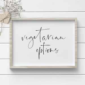 Panneau de table pour buffet avec options végétariennes - étiquette de nourriture pour mariage - cartes d'étiquettes de restriction alimentaire - étiquette de nourriture végétarienne - cartes de buffet de mariage