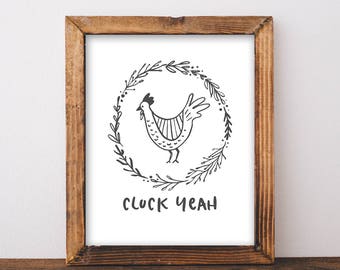 Gluck Ja - Huhn Zeichen - Bauernhaus Zeichen - Huhn Druck - Bauernhaus Wand dekor - Lustiges Huhn Zeichen - Huhn Dekor - Bauernhof Wand Kunst